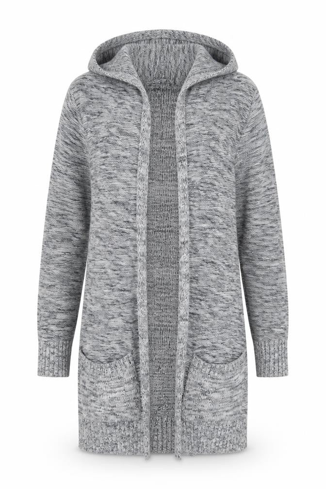 Tahari Women’s Grey Knit Hooded Long Sleeve Open Cardigan Size S