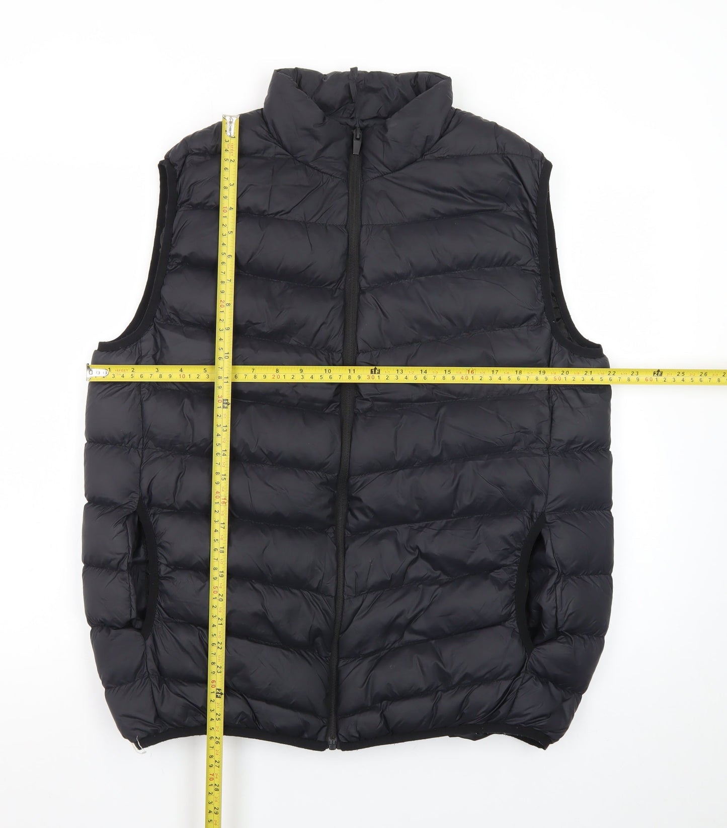Brave Soul Men's Black Puffer Gilet Waistcoat Size L Warm Lightweight
