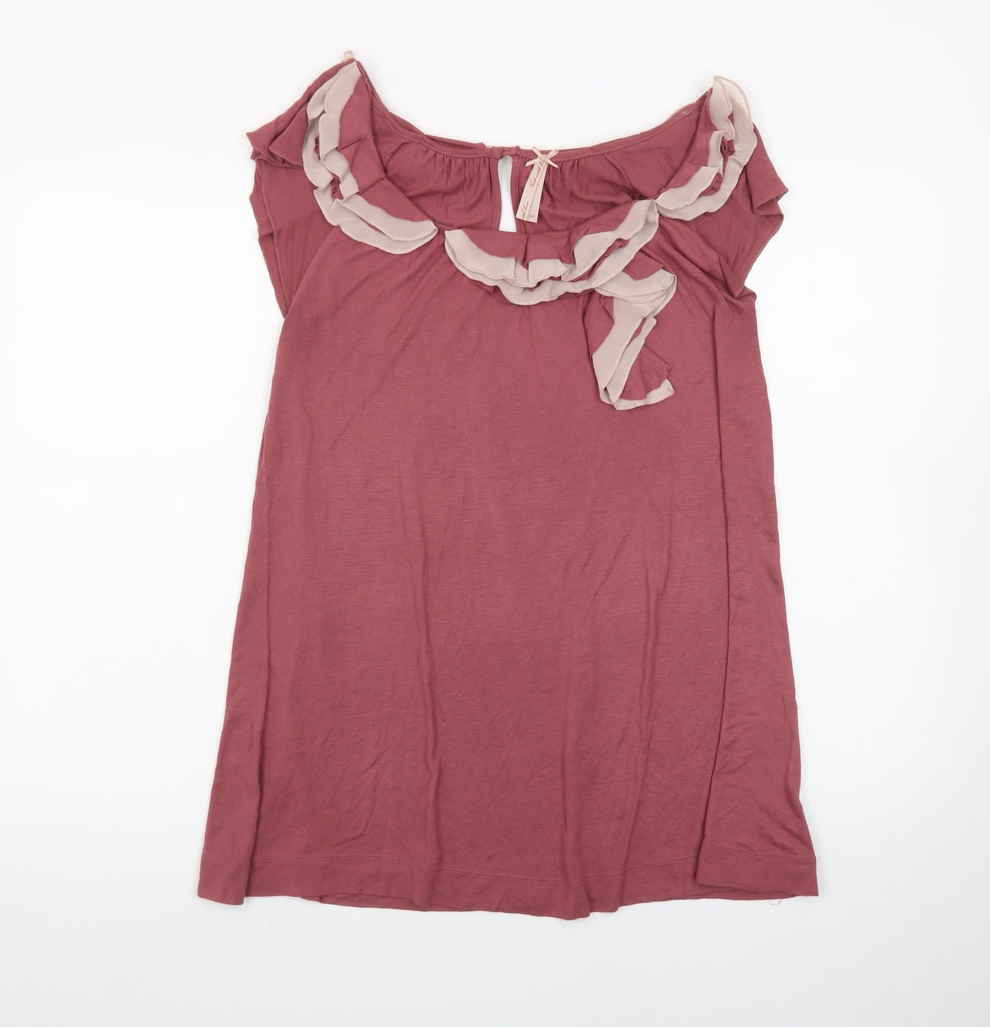 Next Women’s Pink Ruffle Neck Shift Dress Size 16 Short Sleeve