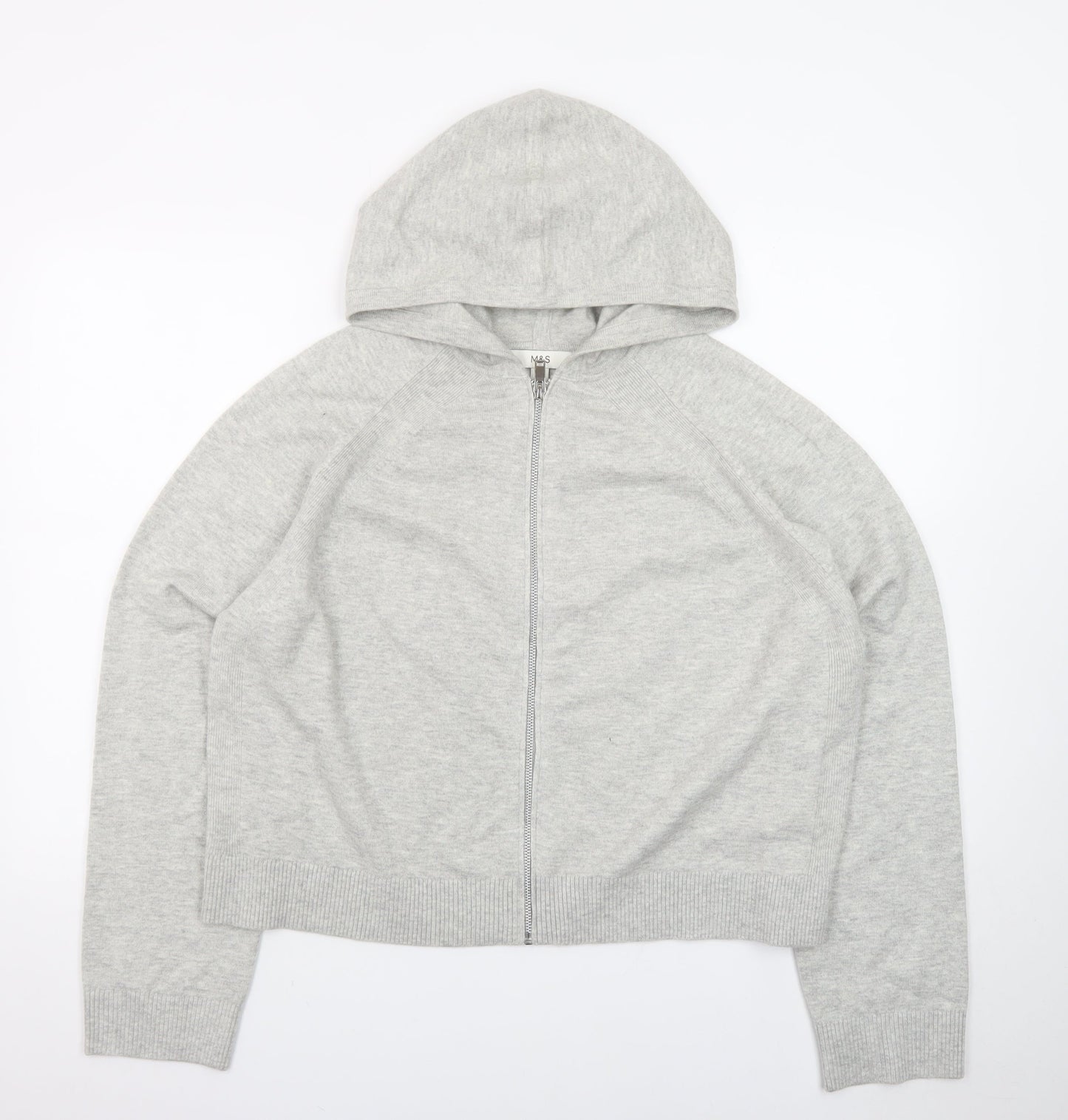 Marks and Spencer Women’s Grey Full Zip Hooded Knit Jumper Size L