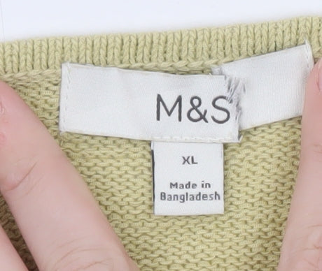 Marks and Spencer Women Beige XL Cotton Button Cardigan