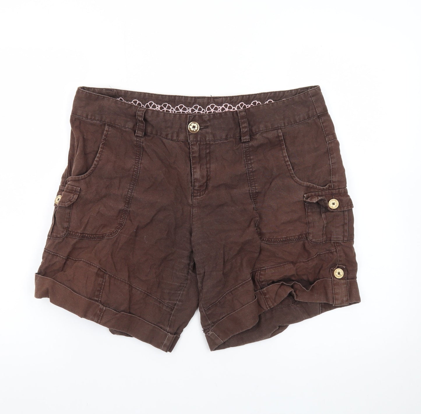 Muddaray Women's Brown Cargo Shorts Size 14 Cotton Comfort Fit