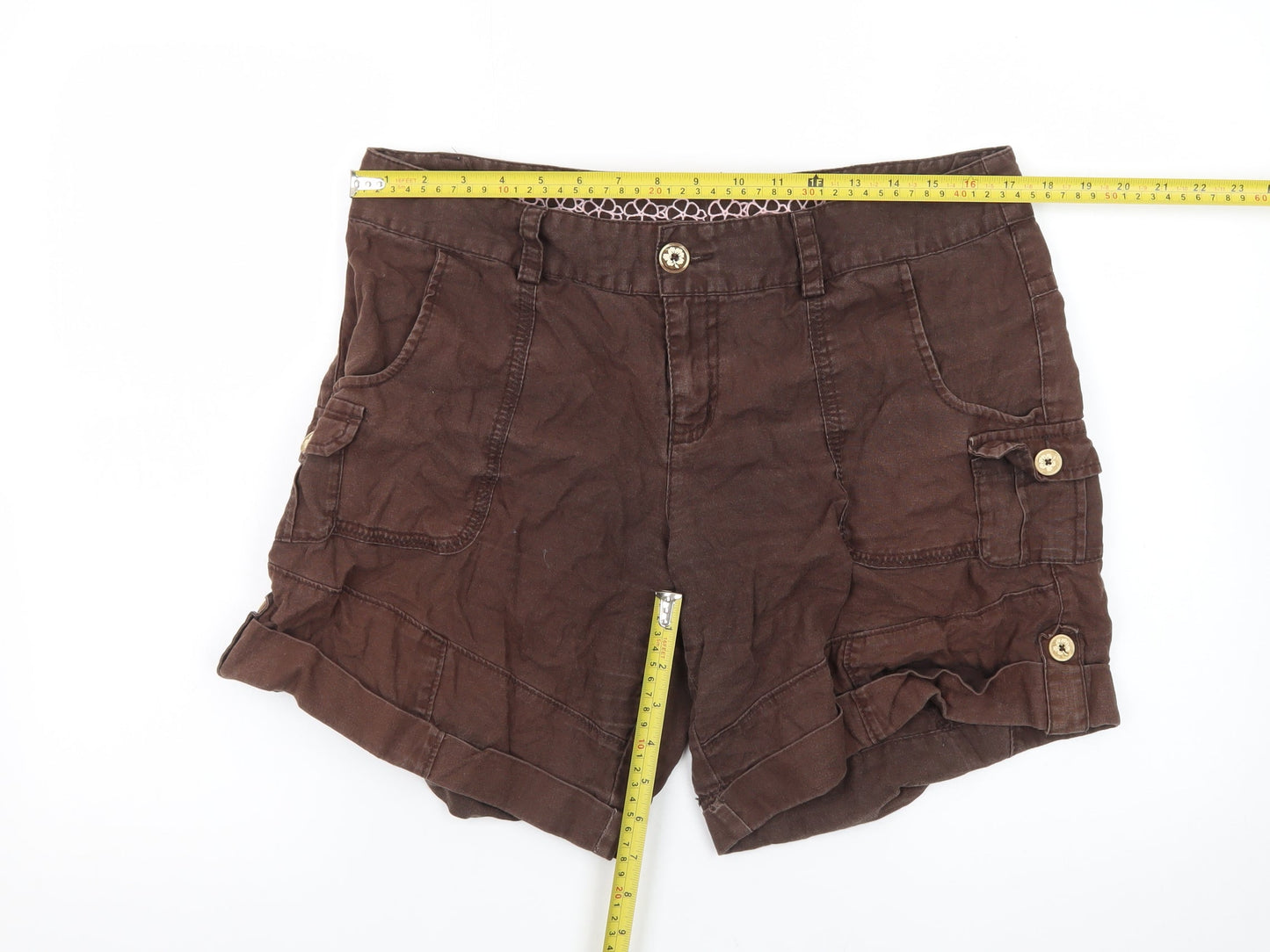 Muddaray Women's Brown Cargo Shorts Size 14 Cotton Comfort Fit