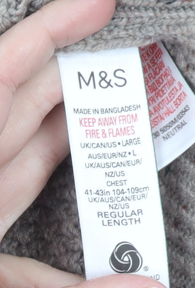 Marks and Spencer Men’s Beige Lambswool Blend Chunky Knit Jumper L