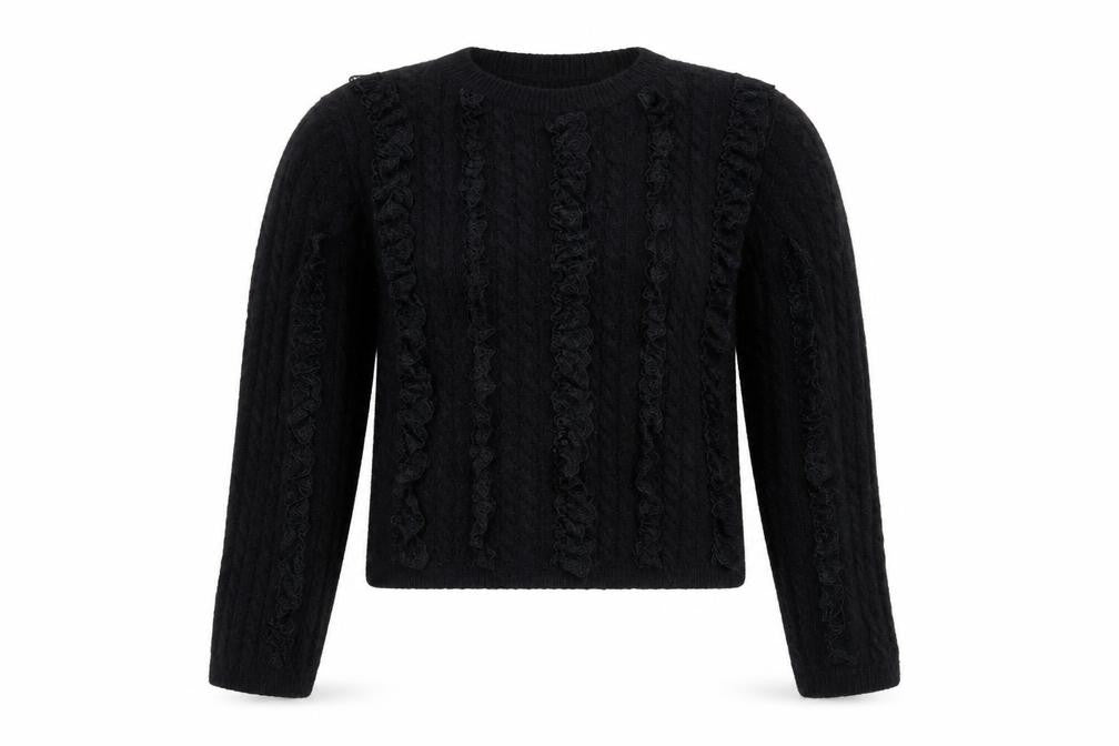 Marks & Spencer Women’s Black Cable-Knit Ruffle Jumper M