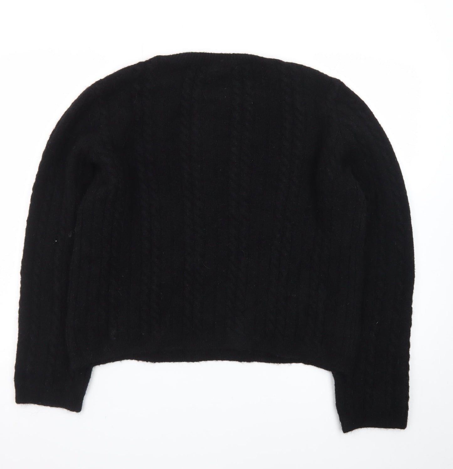 Marks and Spencer Women’s Black Cable-Knit Ruffle Jumper M