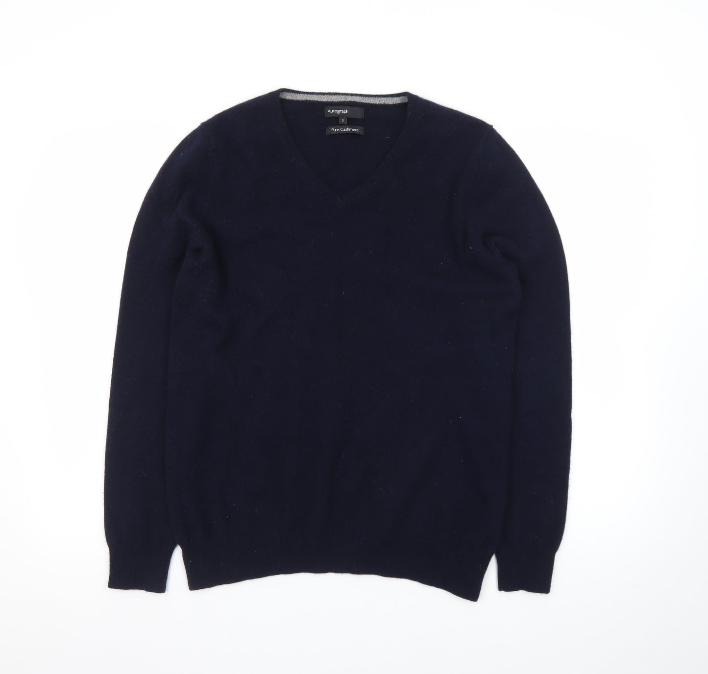 Marks and Spencer Autograph Men's Navy Cashmere V-Neck Jumper Size S