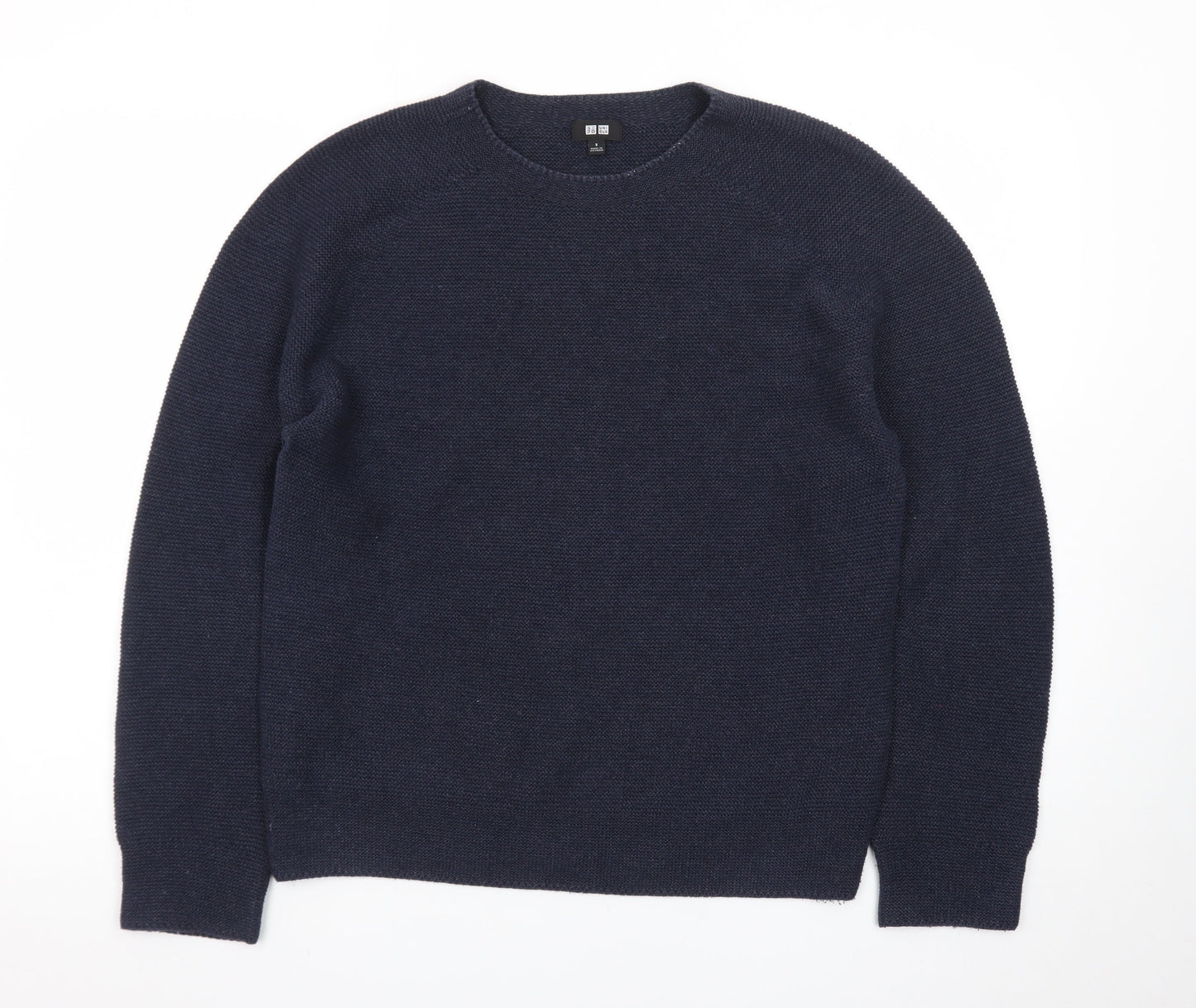 Uniqlo Men Blue Wool Crew Neck Jumper S Regular Fit