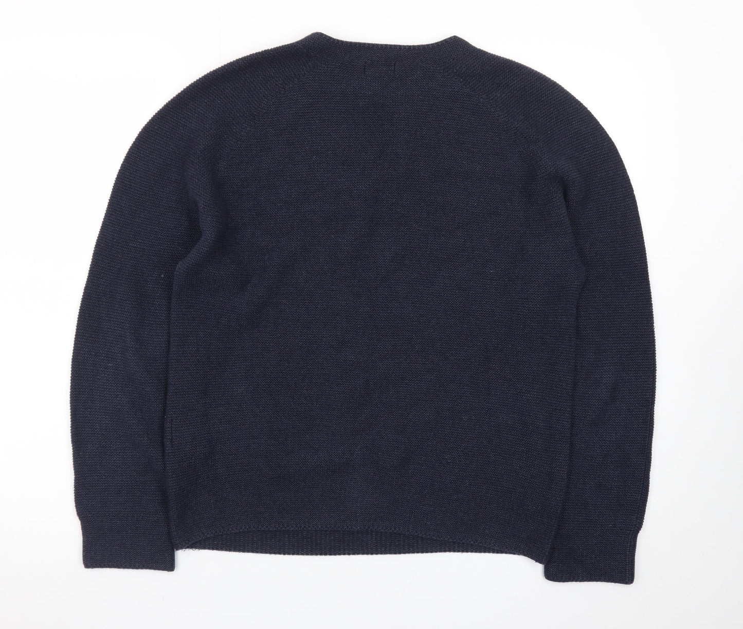 Uniqlo Men Blue Wool Crew Neck Jumper S Regular Fit