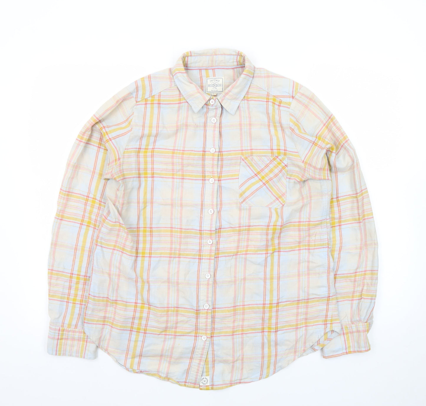 FatFace Women’s Multicoloured Cotton Check Long Sleeve Button-Up Shirt Size 12