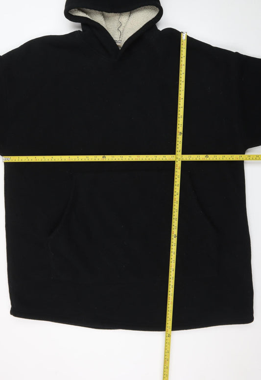 Mountain Warehouse Men Black Fleece Hooded Robe One Size Winter
