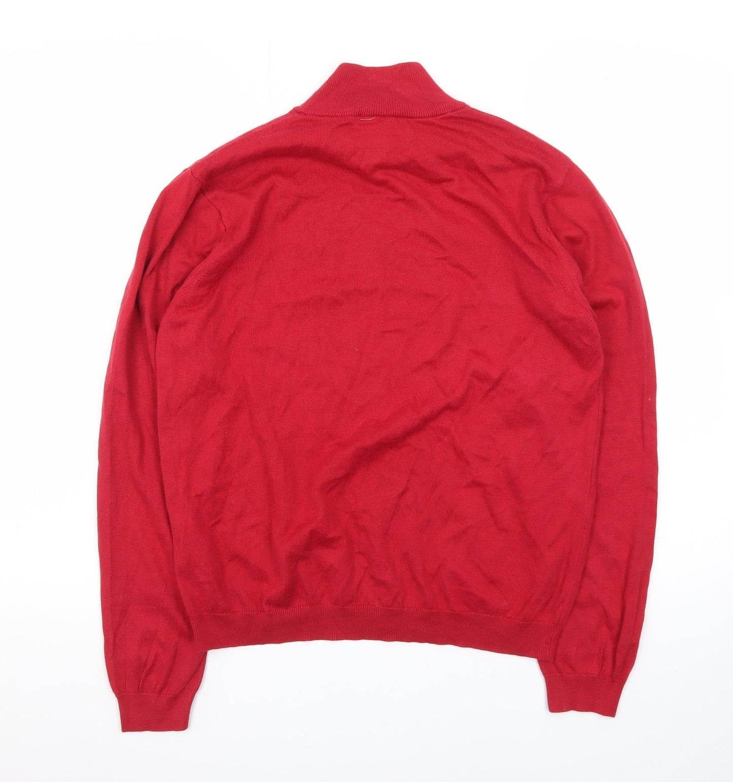Talbots Women Red Roll Neck Cotton Pullover Jumper M