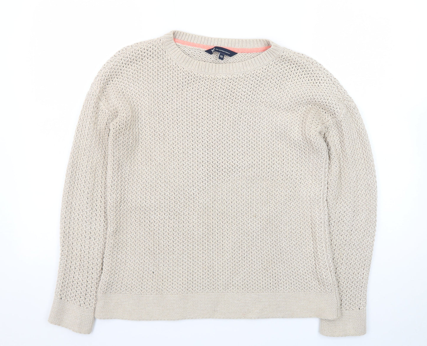 Crew Clothing Company Women Beige Cotton Chunky Knit Jumper Size 10