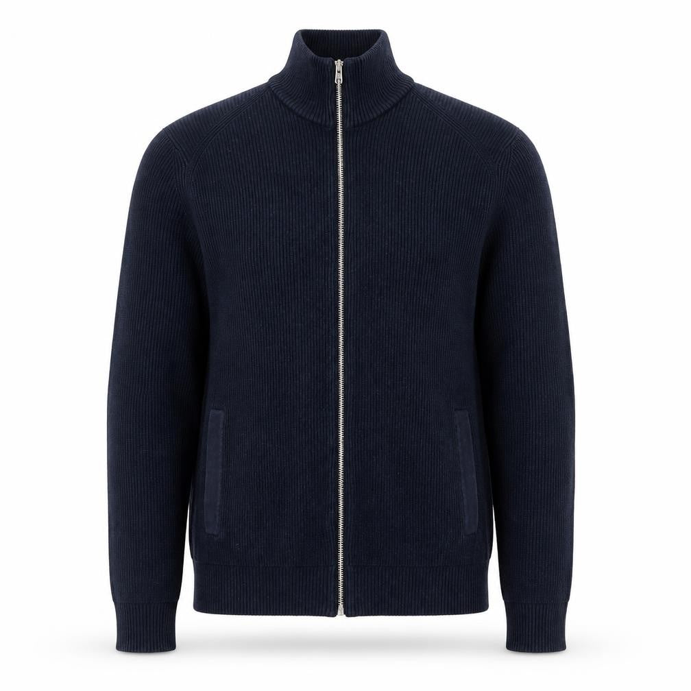Marks & Spencer Men’s Blue Full Zip High Neck Knit Jumper Small