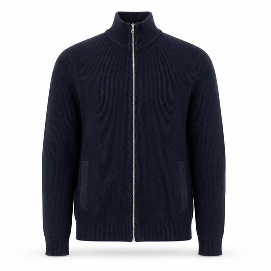 Marks and Spencer Men’s Blue Full Zip High Neck Knit Jumper Small