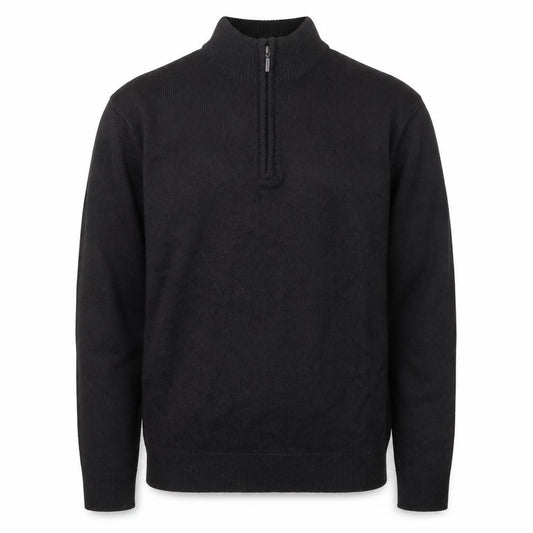 Brave Soul Men's Black L High Neck 1/2 Zip Jumper