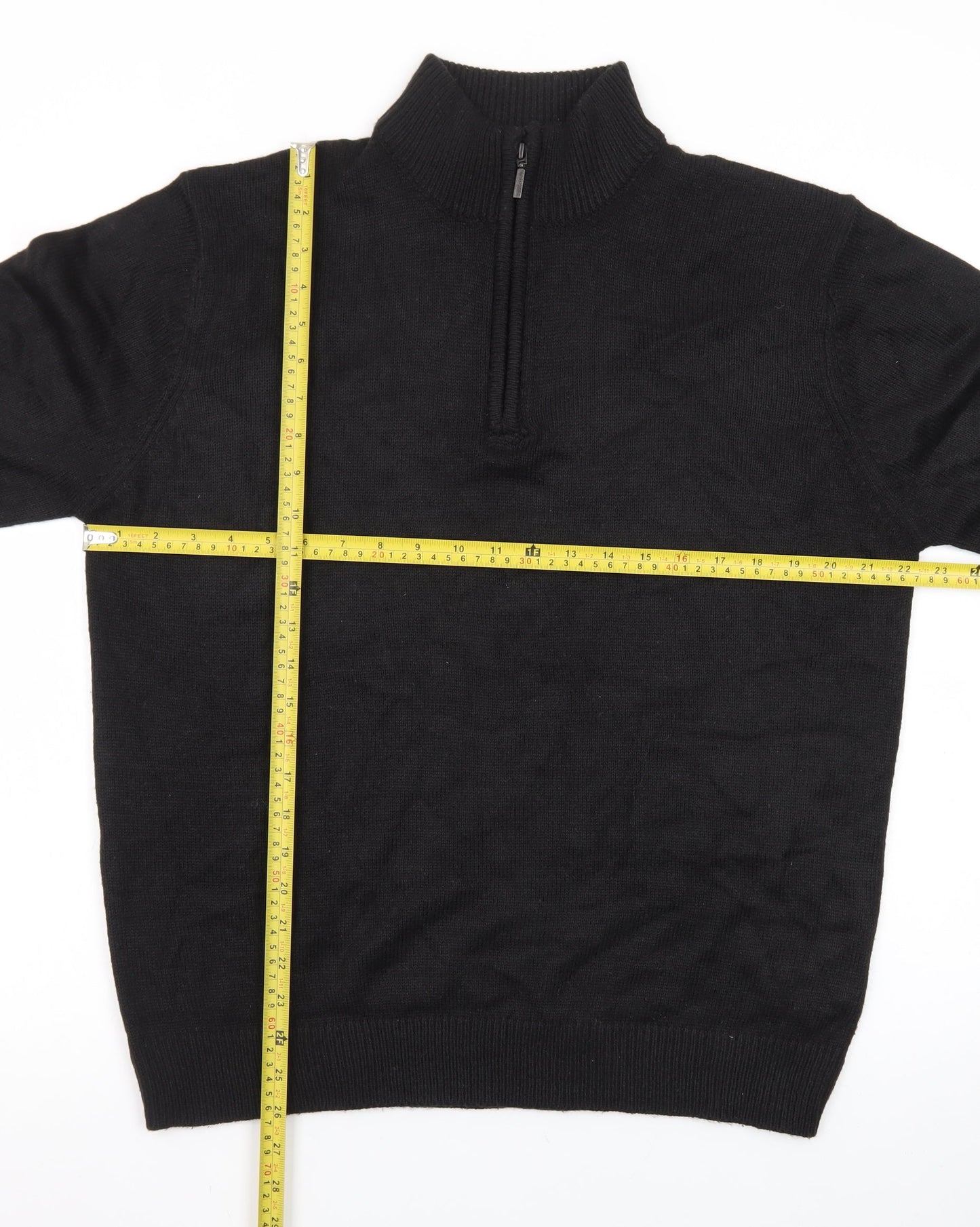 Brave Soul Men's Black L High Neck 1/2 Zip Jumper