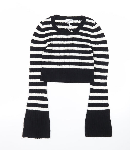 & Other Stories Women Black White Striped Rib-Knit Pullover Jumper S