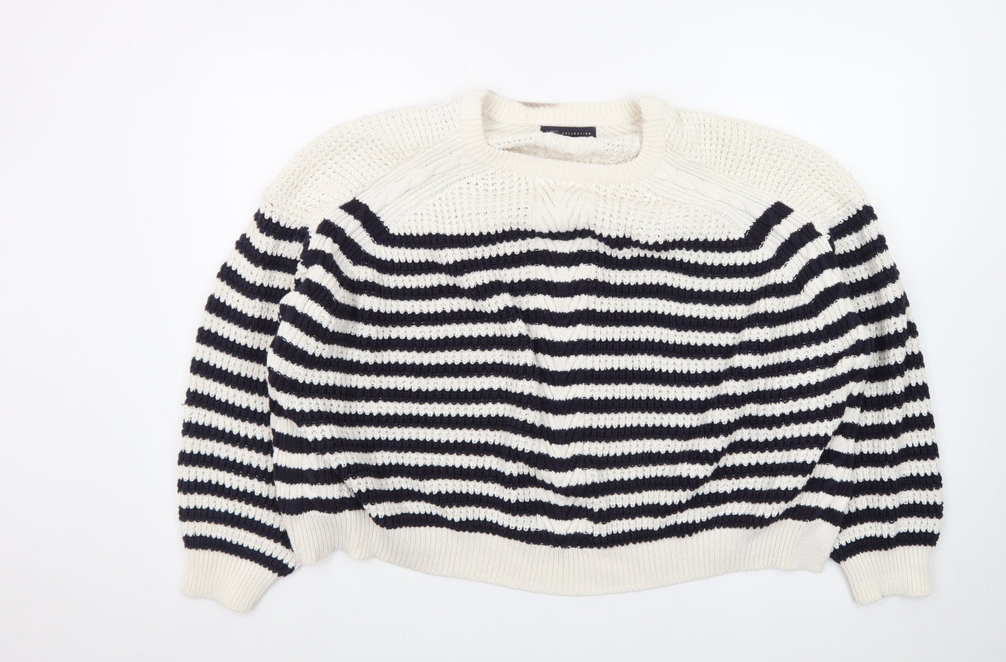 Marks and Spencer Women’s Navy Stripe Cotton Knit Jumper Size 24