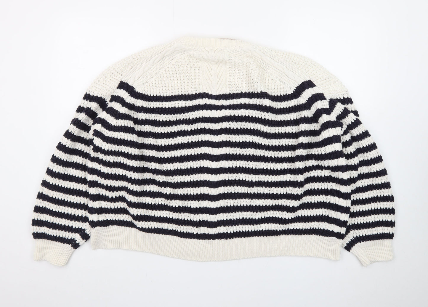 Marks and Spencer Women’s Navy Stripe Cotton Knit Jumper Size 24