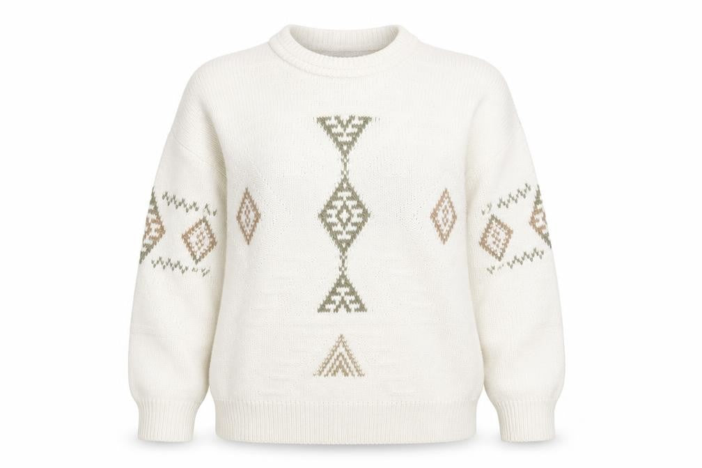 Marks & Spencer Women's Beige Aztec Knit Jumper Size M