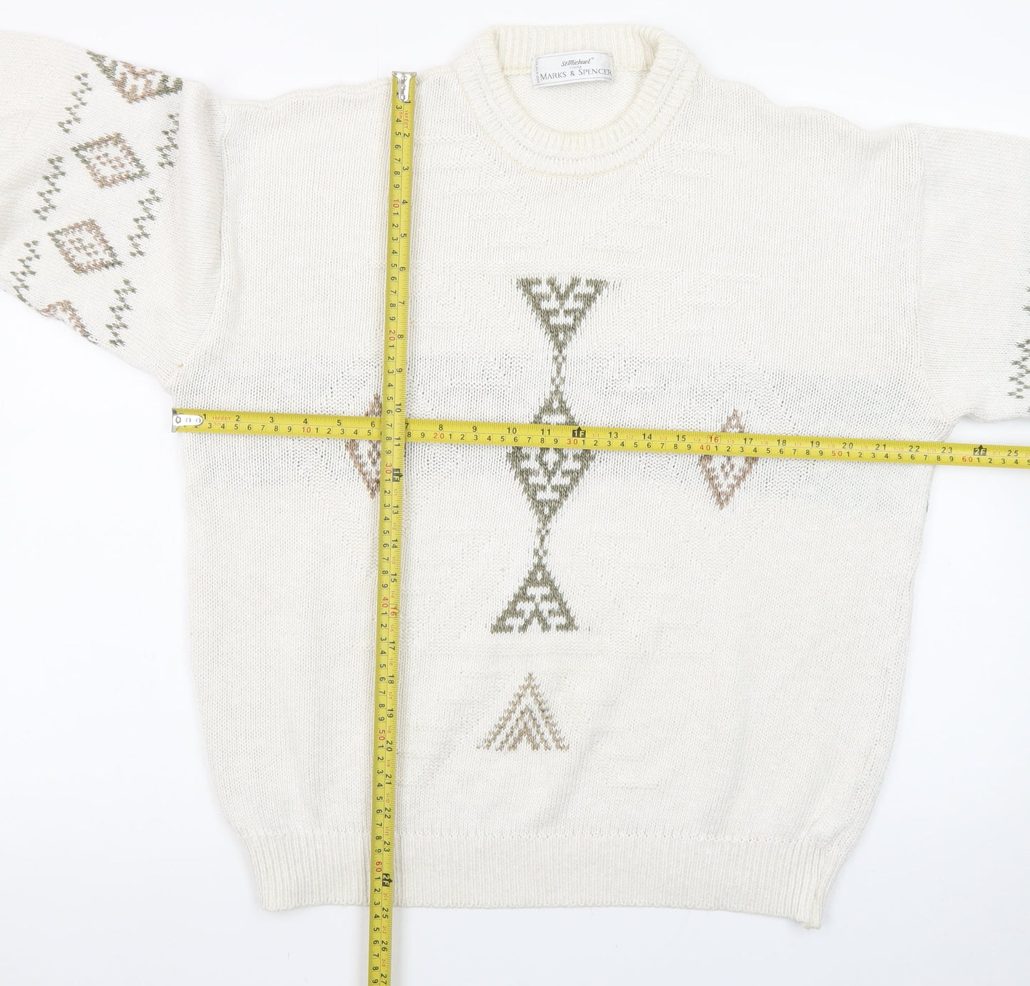 Marks and Spencer Women's Beige Aztec Knit Jumper Size M