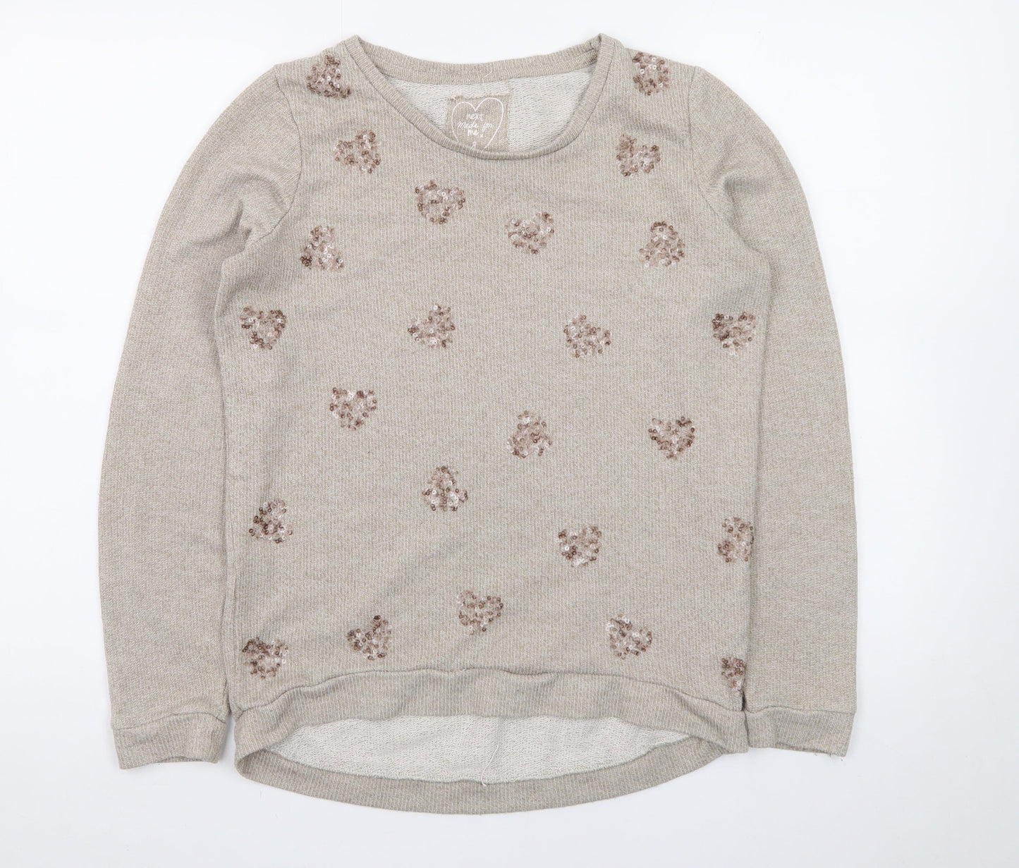 Next Women’s Beige Sequin Heart Knit Jumper Size 8