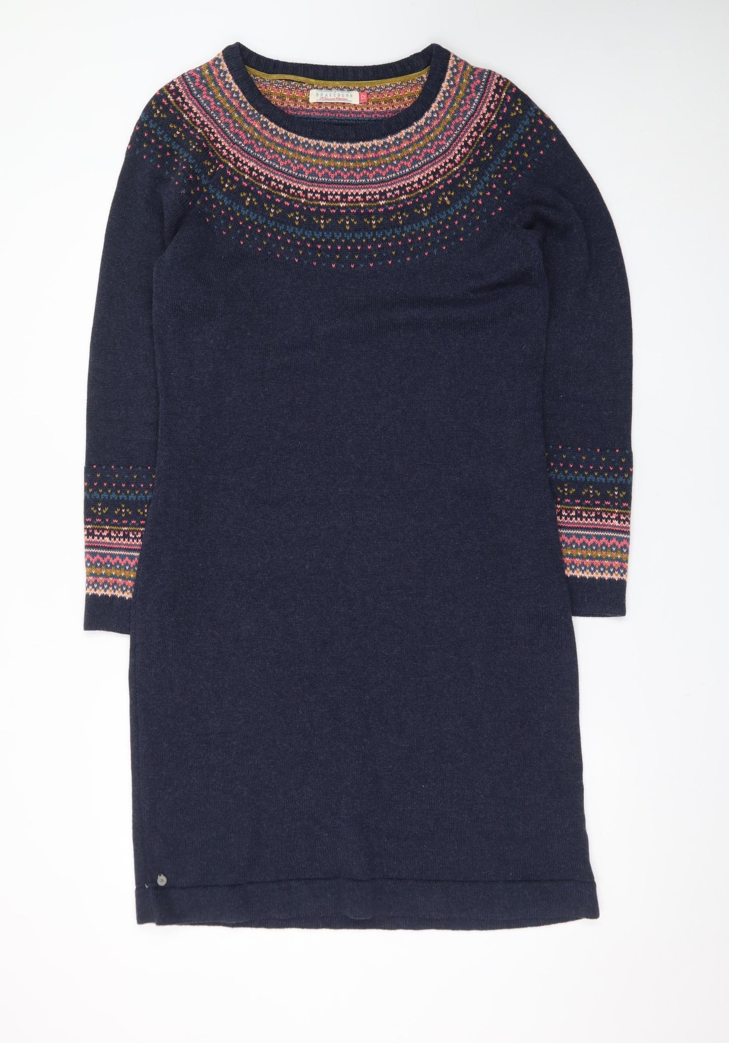 Brakeburn Women’s Blue Fair Isle Knit Jumper Dress Size 12