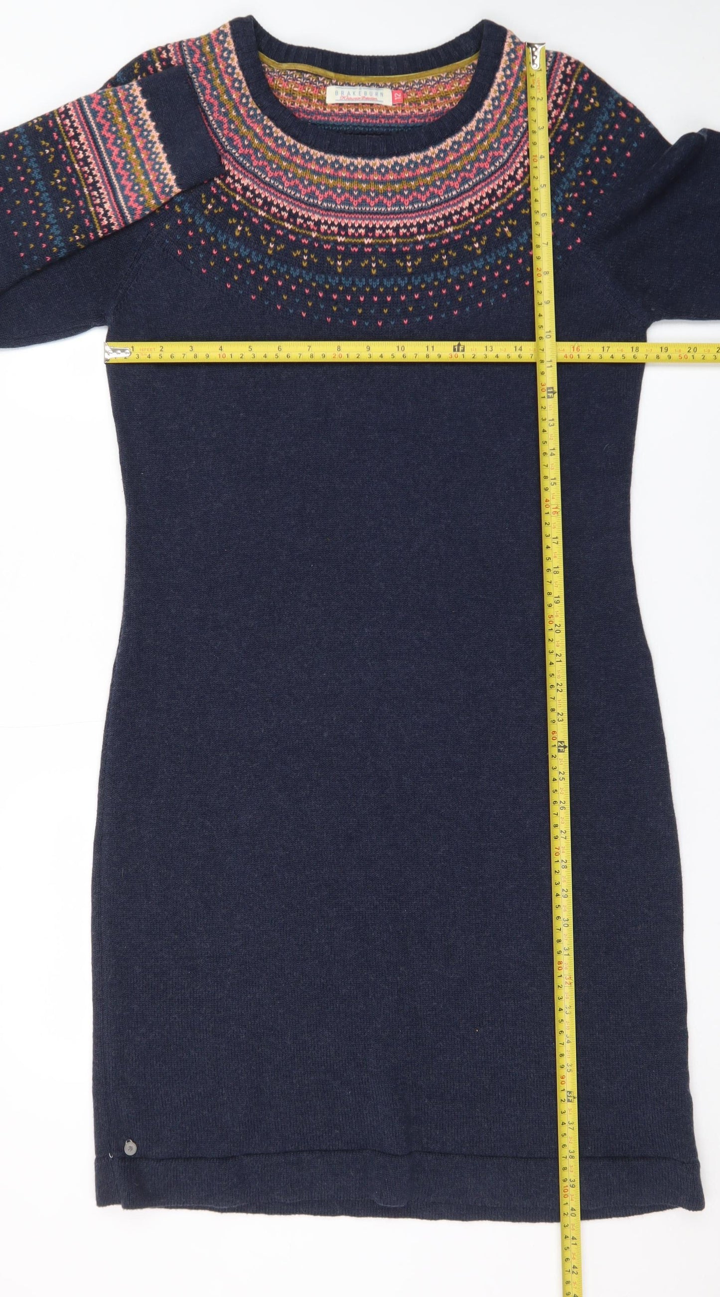 Brakeburn Women’s Blue Fair Isle Knit Jumper Dress Size 12