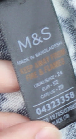 Marks and Spencer Women Black Fair Isle Long Sleeve Pullover Jumper Size 24