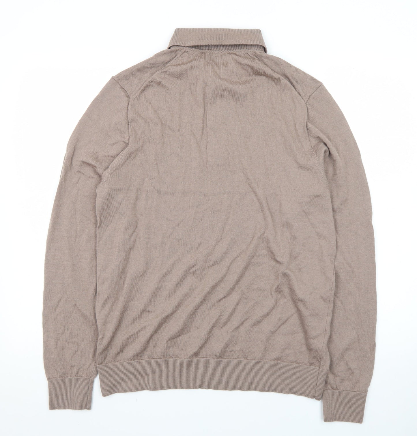 Marks and Spencer Men’s Beige Merino Henley Jumper L