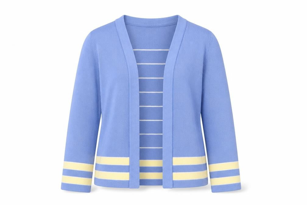 Honor Millburn Womens Blue Striped Knit Cardigan Size S 10-12