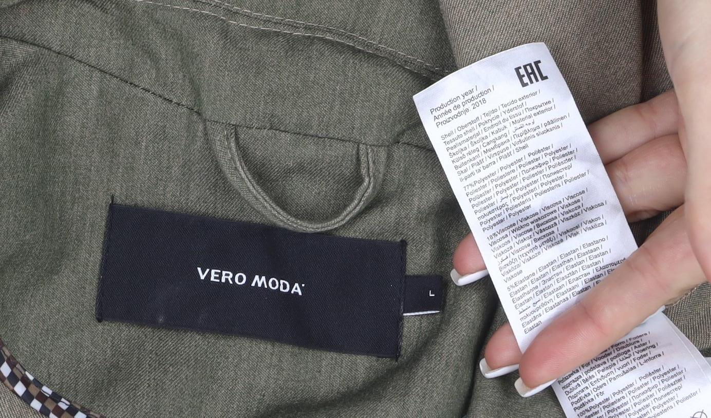 Vero Moda Women's Green Long Trench Coat Belted L