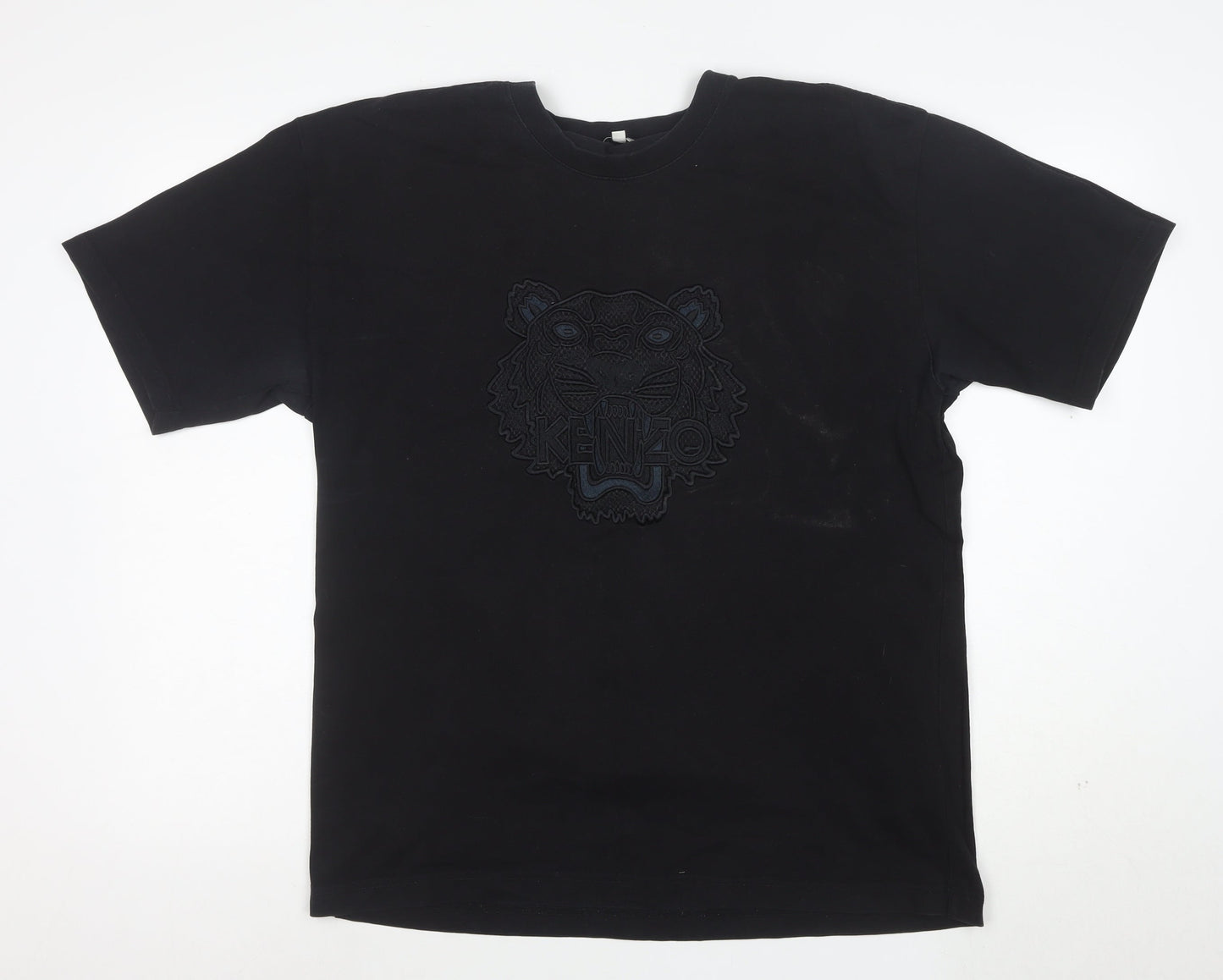 Kenzo Men Black XL Embroidered Tiger Logo Cotton T-Shirt