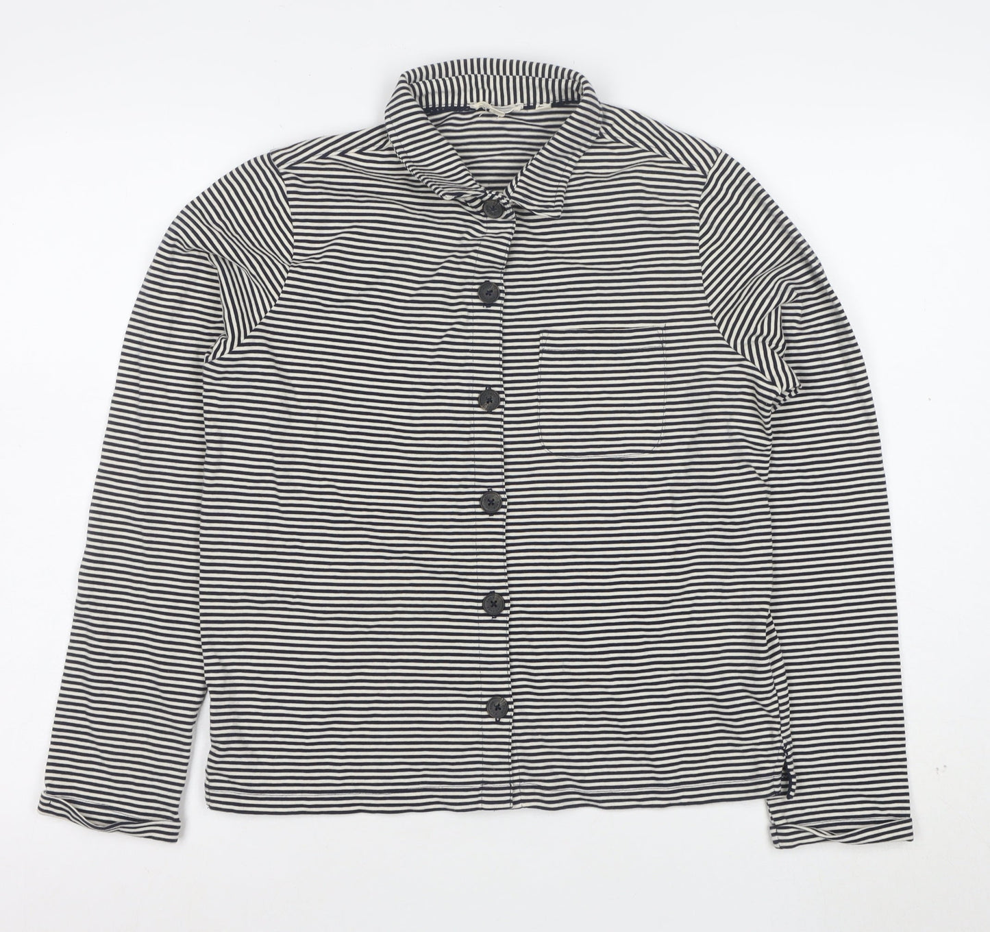Fat Face Womens Blue Striped Button-Up Cotton Shirt Size 8