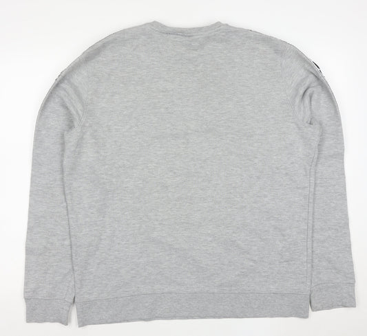 FILA Mens Grey Logo Tape Crew Neck Sweatshirt XL Regular Fit