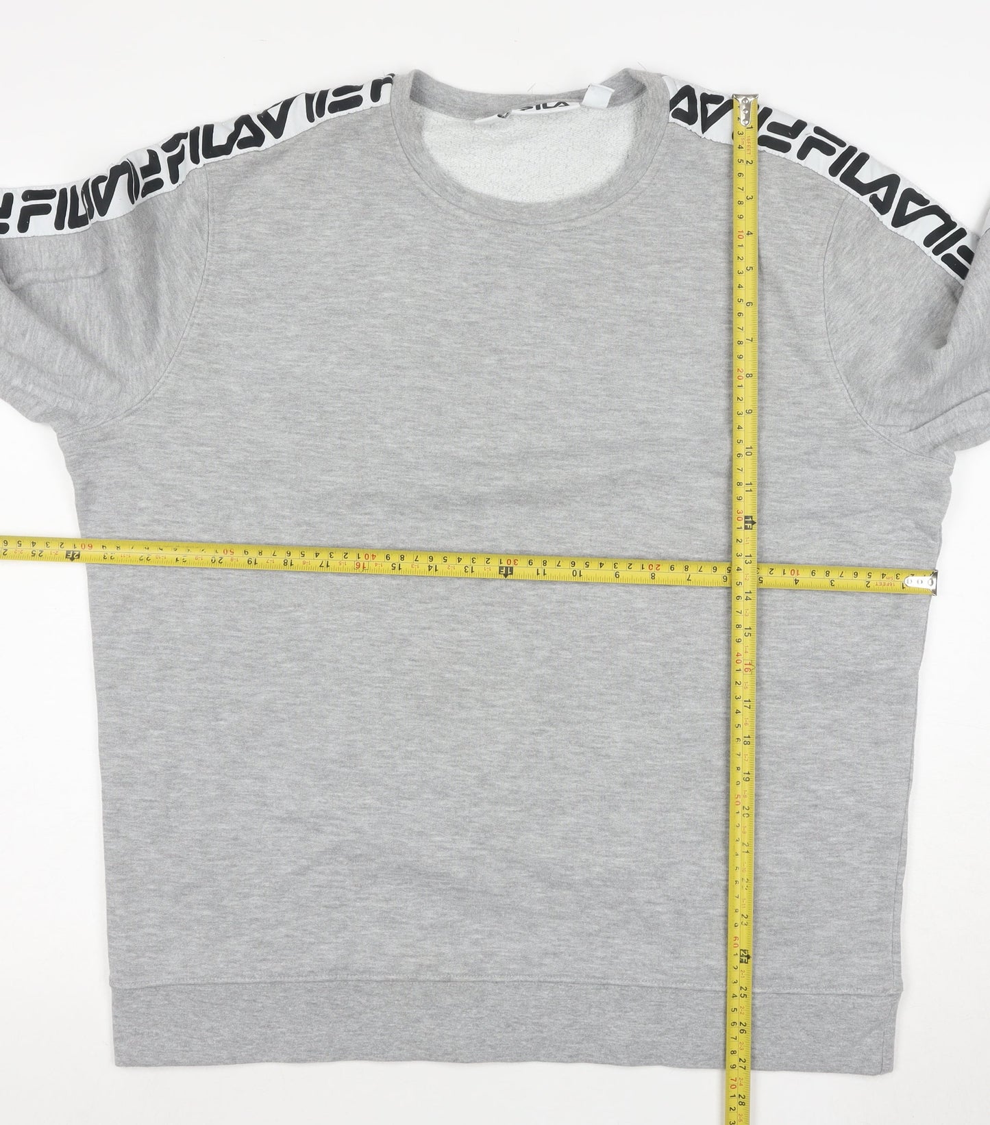 FILA Mens Grey Logo Tape Crew Neck Sweatshirt XL Regular Fit
