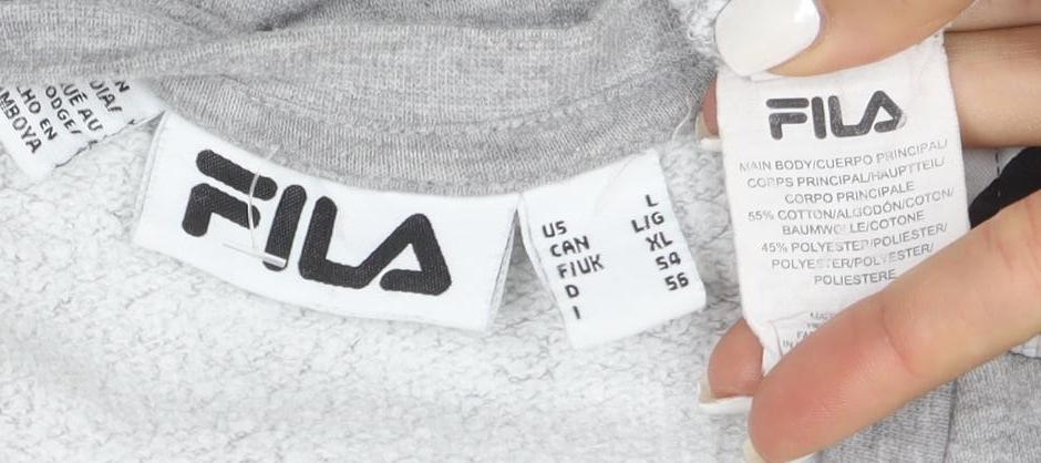 FILA Mens Grey Logo Tape Crew Neck Sweatshirt XL Regular Fit