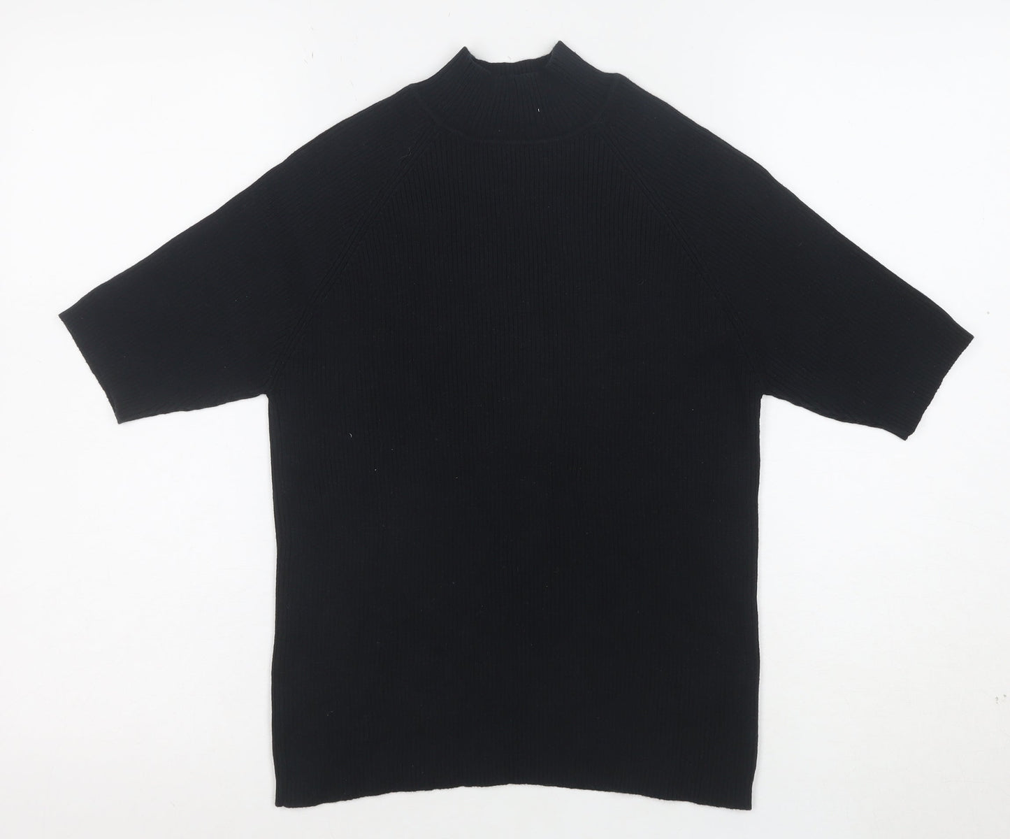 Bravissimo Women’s Black Mock Neck Short Sleeve Cotton Knit Top Size 14