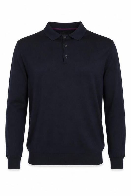 Next Men's Blue Merino Wool Collared Henley Jumper Medium