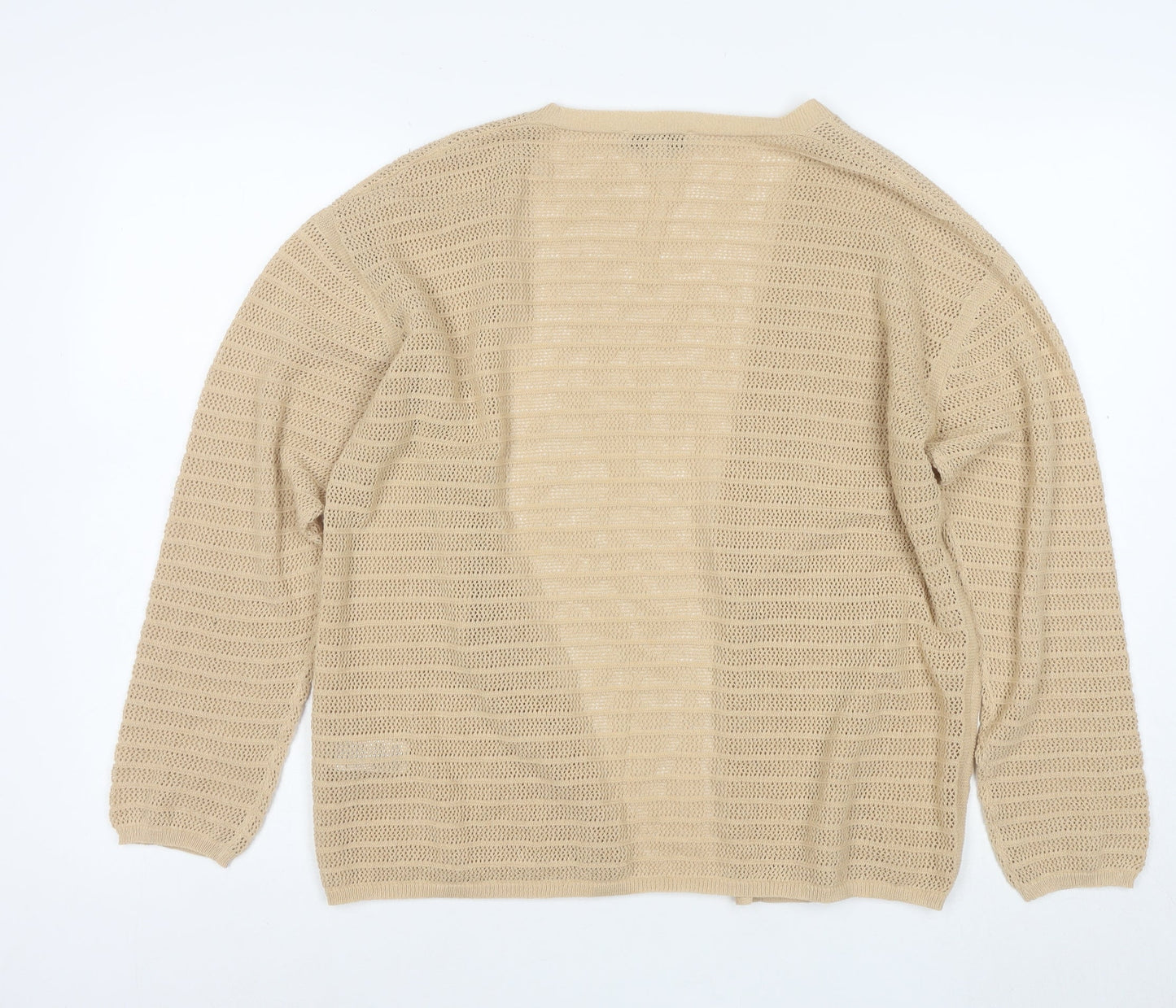 Marks and Spencer Women Beige Open Knit Long Sleeve Cardigan M