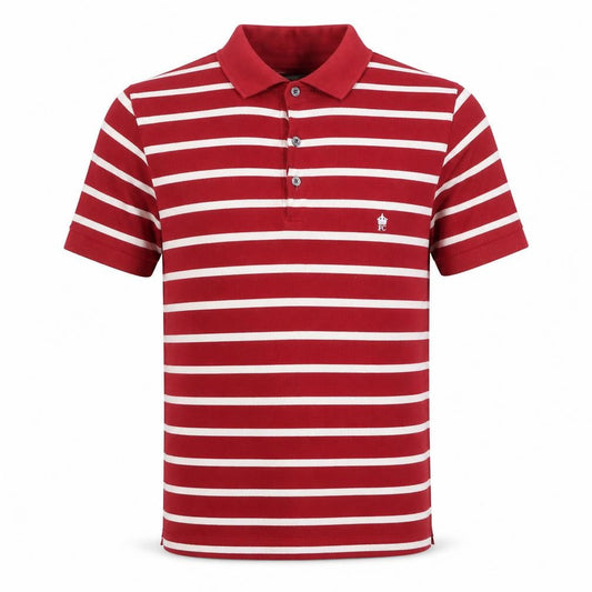 French Connection Men's Red & White Striped Cotton Polo Shirt Size M