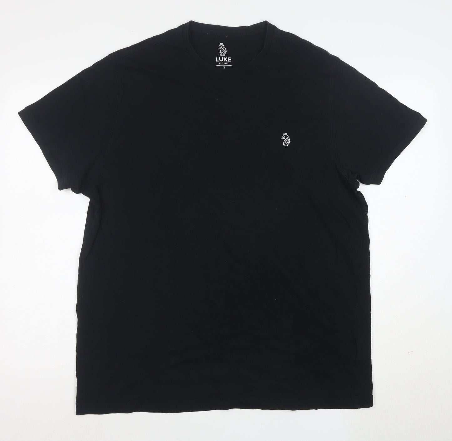 Luke Men's Black Cotton Crew Neck Logo T-Shirt Size L