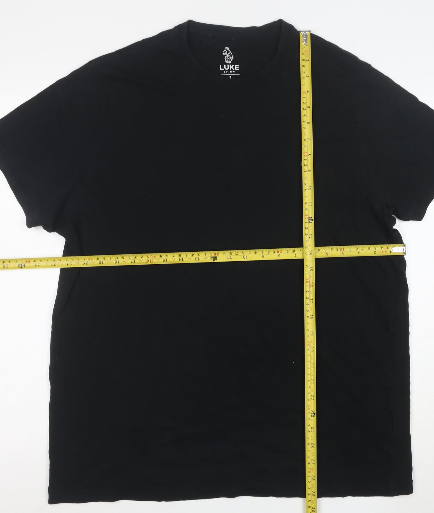 Luke Men's Black Cotton Crew Neck Logo T-Shirt Size L