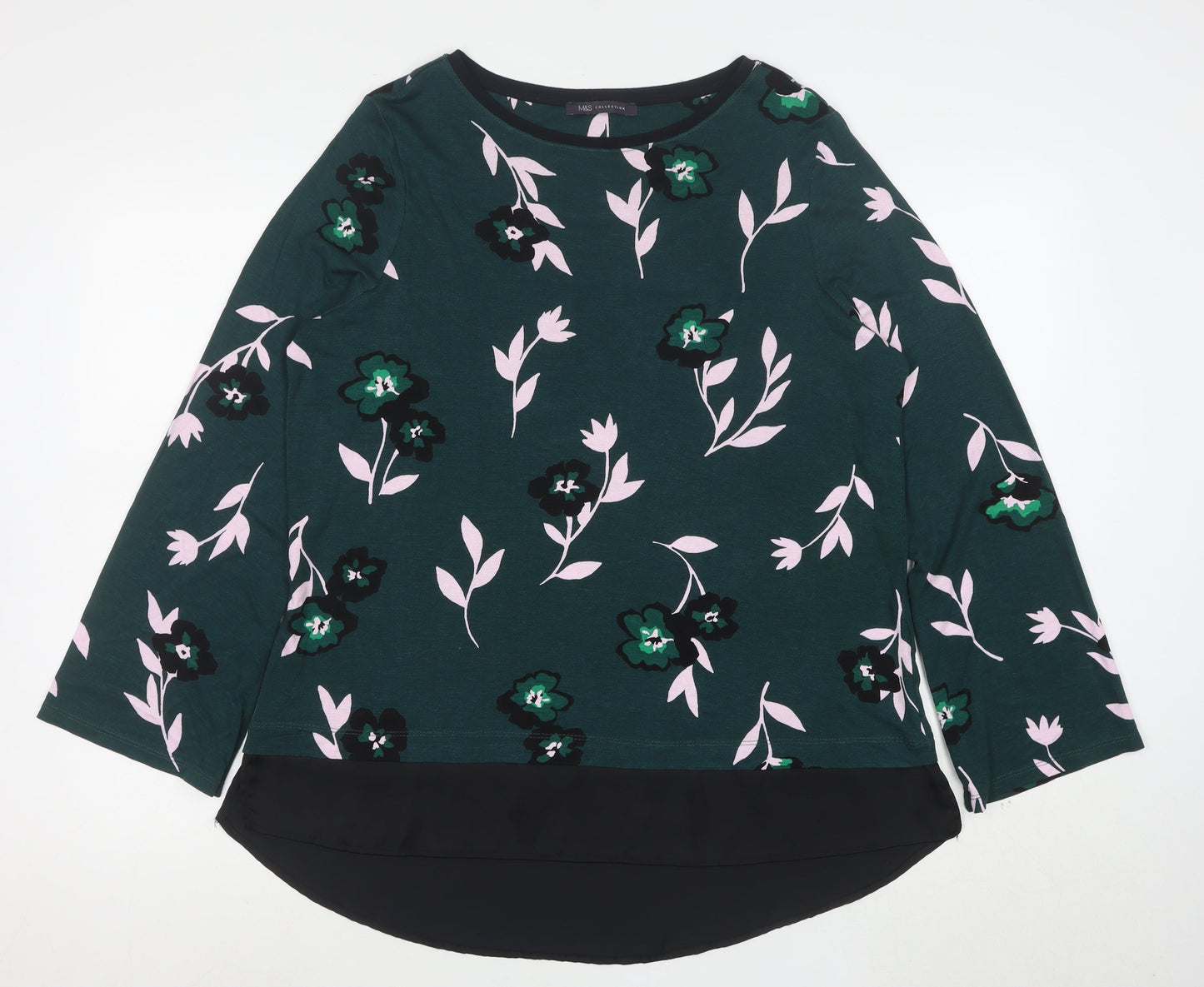 Marks and Spencer Womens Green Floral Tunic Blouse Size 16