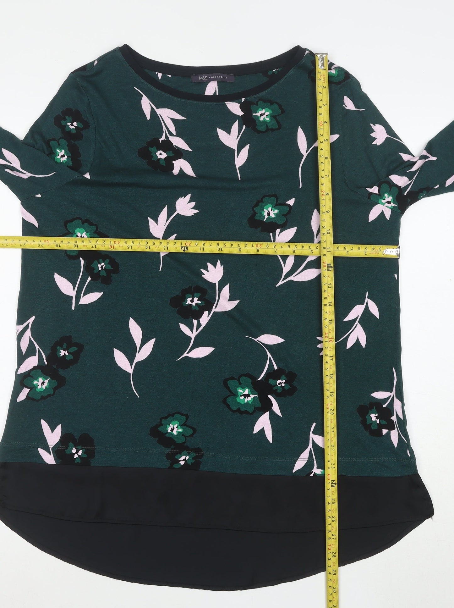 Marks and Spencer Womens Green Floral Tunic Blouse Size 16