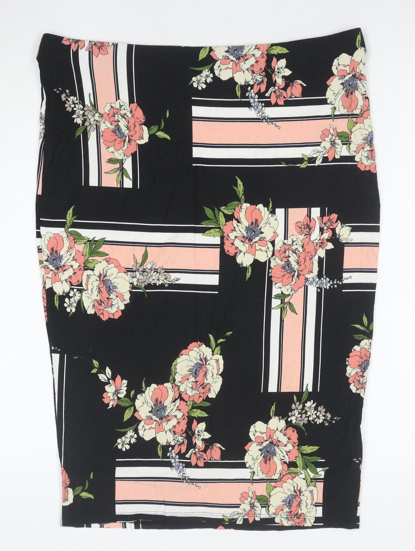 Dorothy Perkins Women’s Multicoloured Floral Stripe Jersey Pencil Skirt Size 16