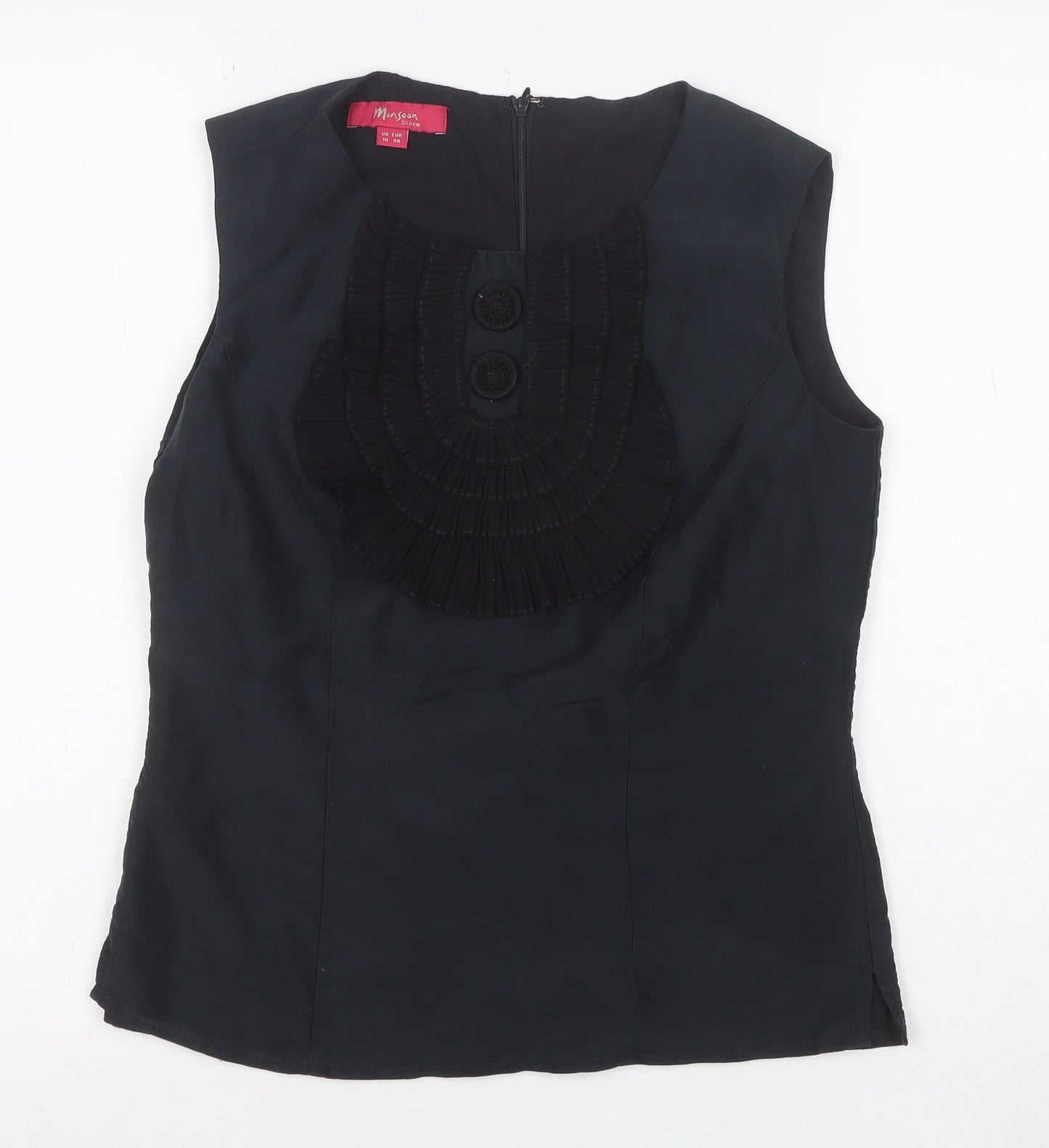 Monsoon Women’s Black Sleeveless Ruffle Blouse Size 10