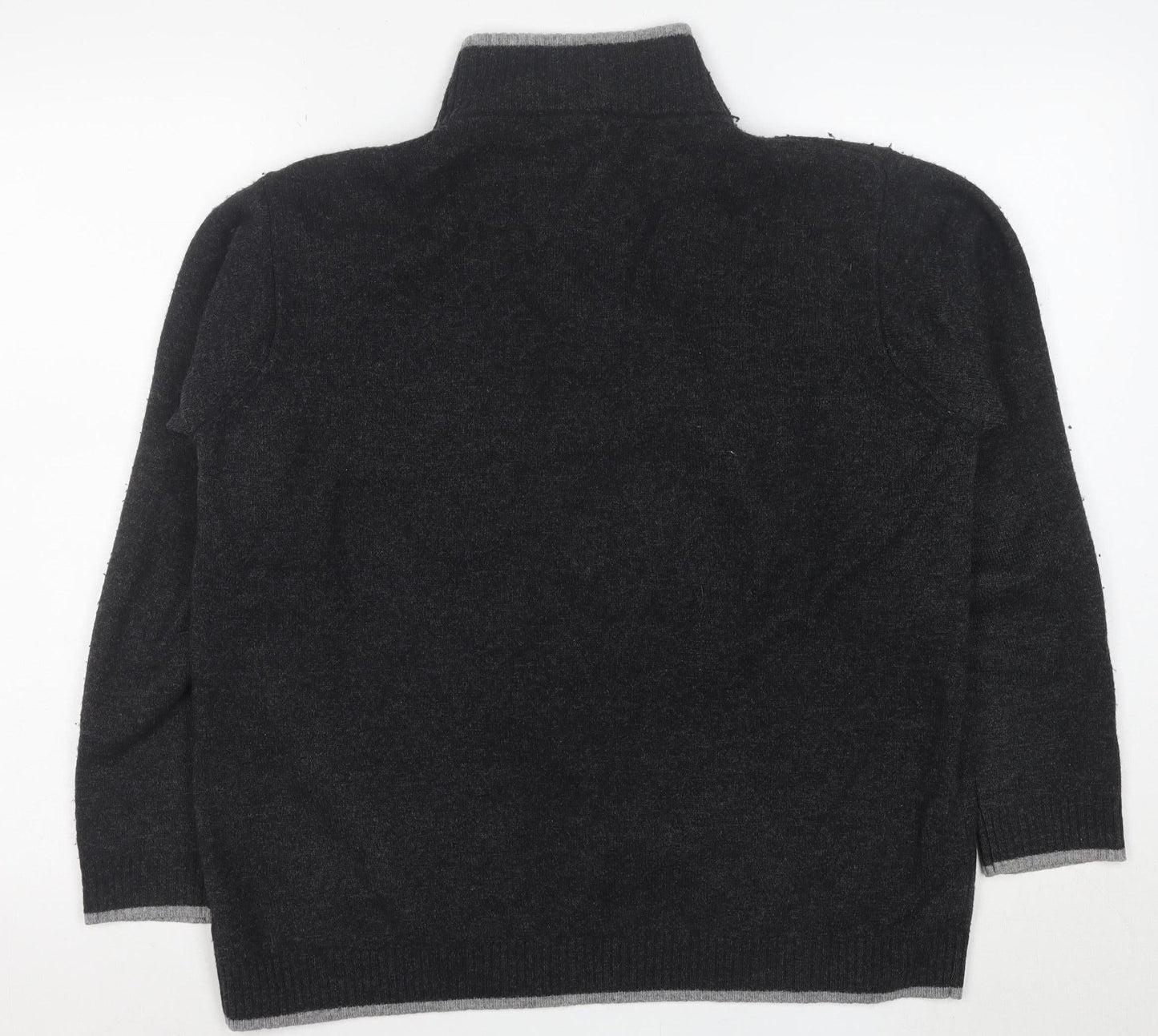 Woolovers Men's Grey High Neck Wool 1/2 Zip Jumper L Classic Knit