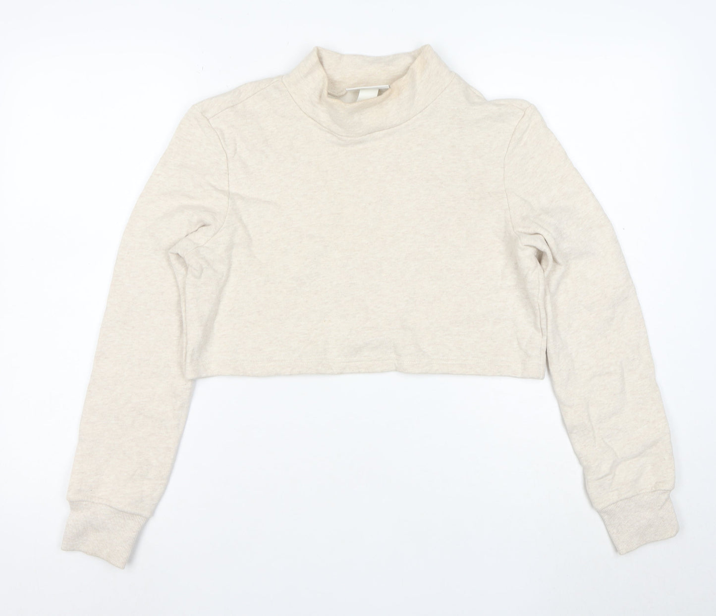 Monki Women Beige XS Cropped Pullover Sweatshirt